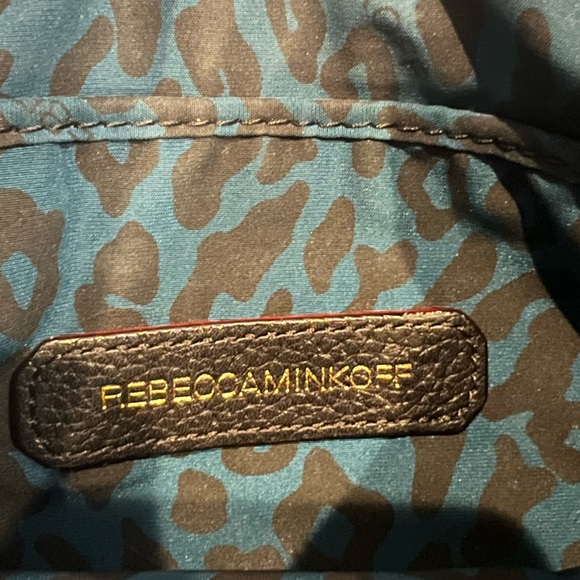 Rebecca Minkoff Monogram Mini Mac Black Leather blue polkadot lined bag - Picture 8 of 8